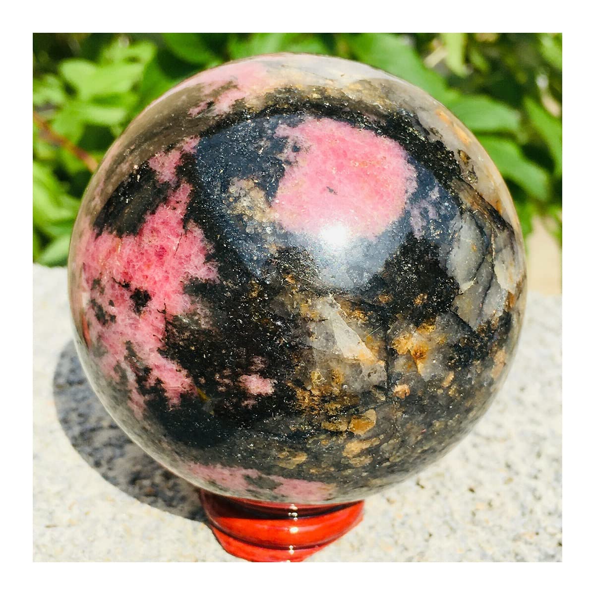 Esfera de rodonita natural de 200-300g para decoración del hogar
