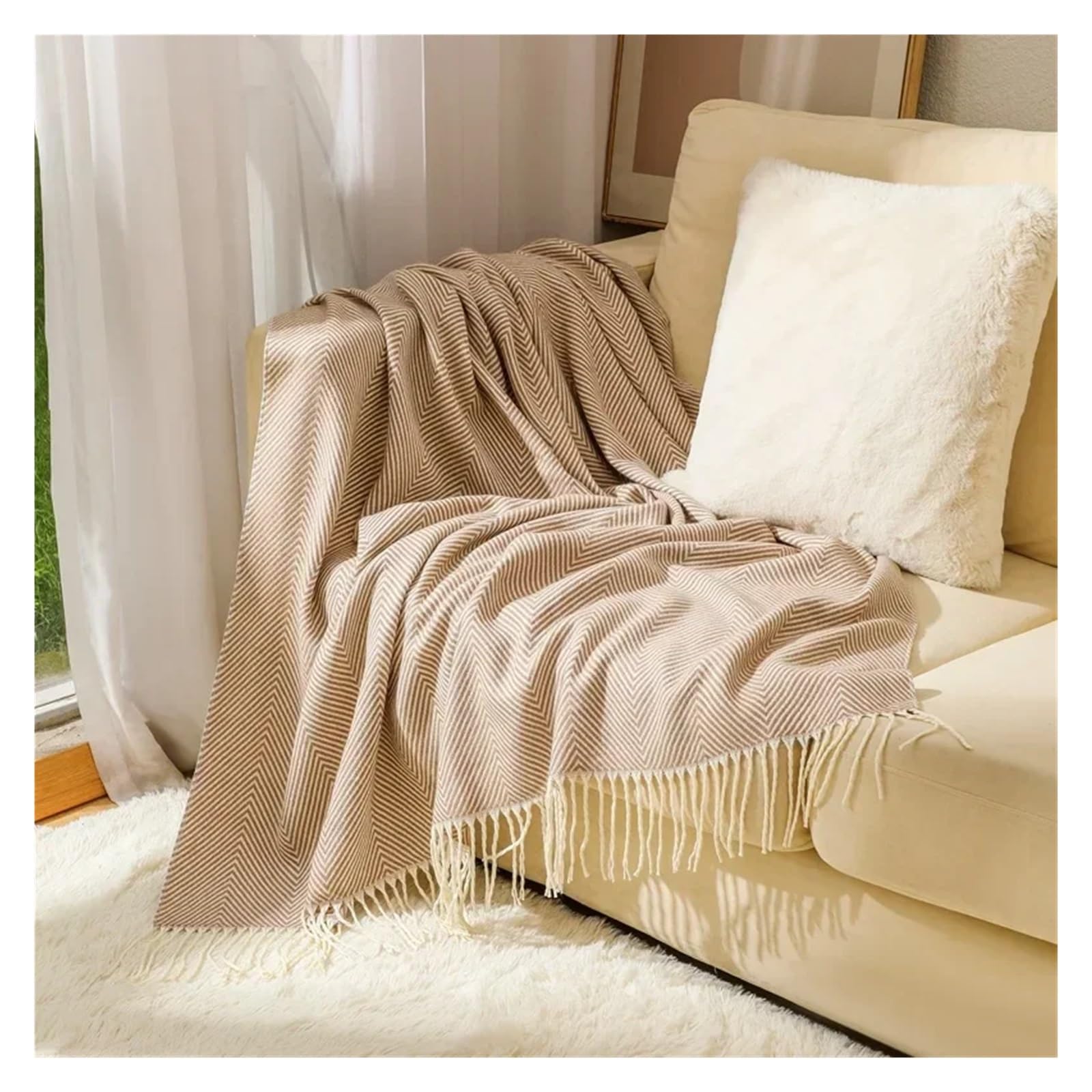 GCYEIDMA Throw Blanket Knitted Blanket Stitch Plaid Sofa Throw Office Picnic for Bed Decorative Winter Thread Blankets Versatile(Color 3)