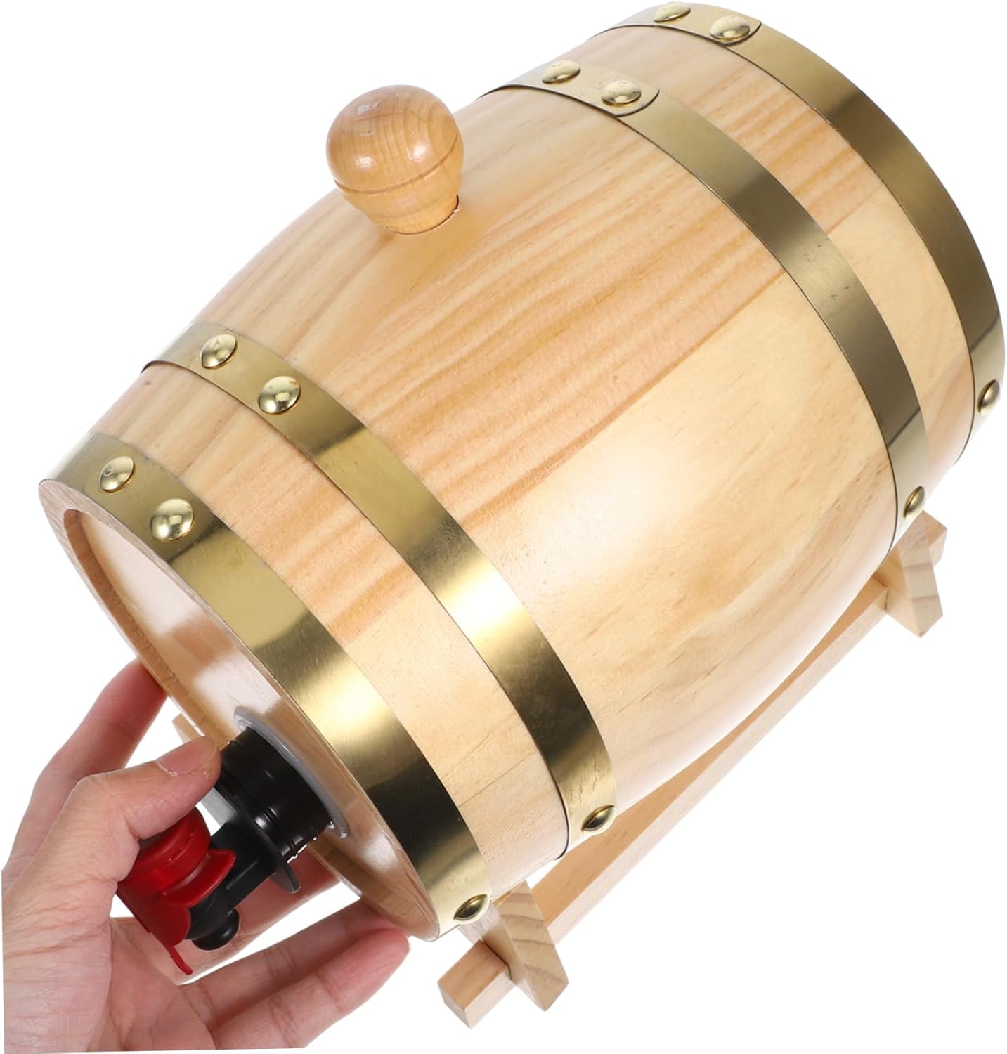 Wooden Wine Barrel Dispenser for Spirits and Beer 0.8L Pine Aging Barrel Vintage Style Wine Storage for Home Decor and Entertaining
