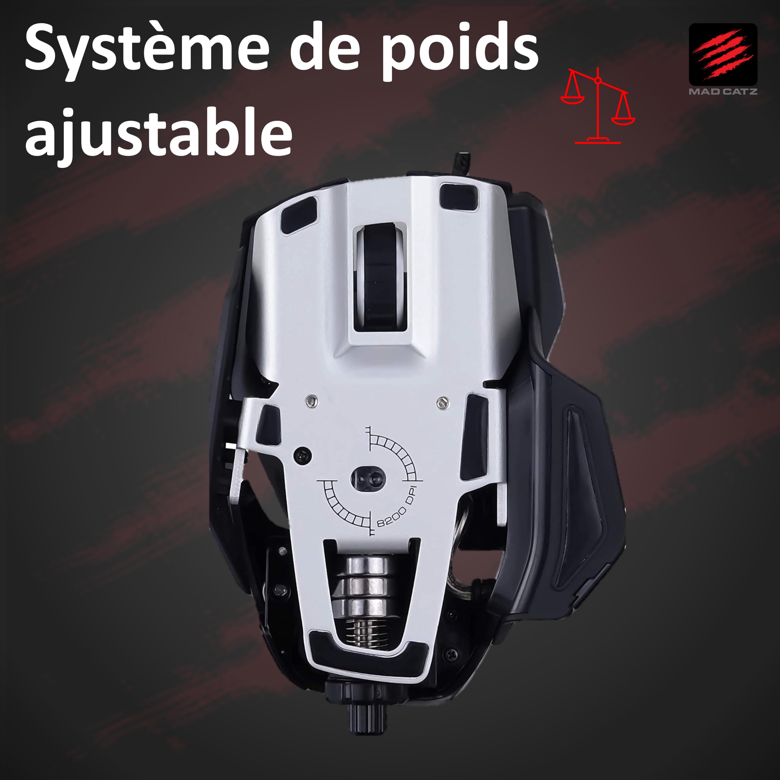 Mad Catz Rat 6+ Souris Gamer Filaire USB - Souris Ergonomique 11 Boutons Programmables - Capteur Optique Pixart3360 12000 DPI - Souris Gaming Pour PC Noir RGB Et Repose Poignet Reglable