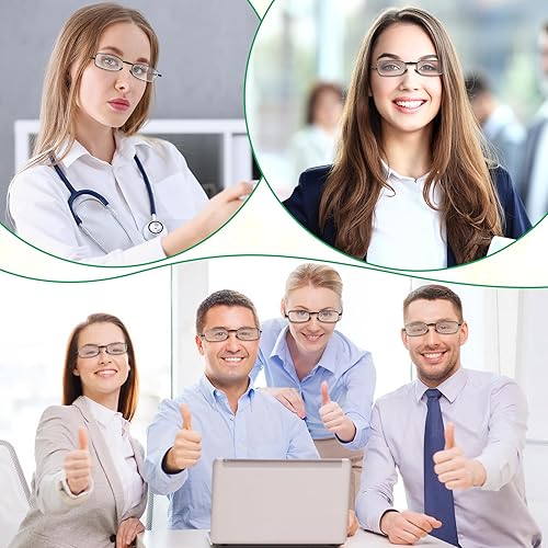 Miniatura 5 de Coume Paquete de 6 lentes de lectura plegables, bloqueo de luz azul con funda magnética, lectores plegables de bisagra de resorte para hombres y