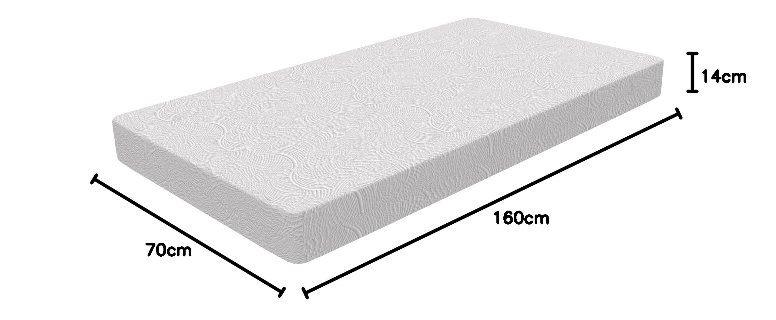 miasuite i sogni italiani Materasso Singolo 70x160 Sfoderabile, alto 14 cm - Semi Rigido, Indeformabile, Anallergico, Antiacaro. Sim H14