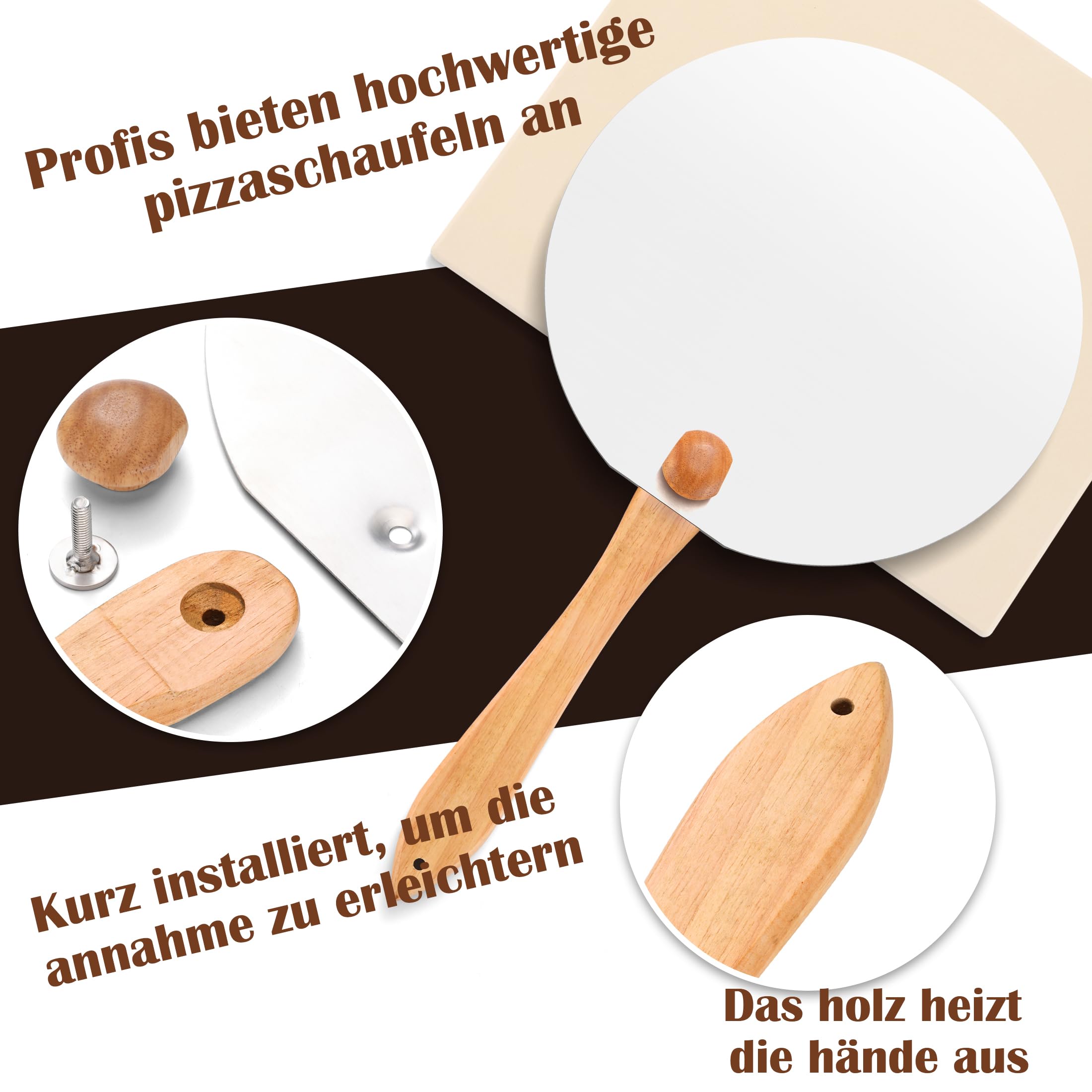 Piedra de pizza para horno Pleafind 38cmx30cm - Corteza de pizza - Bandeja de pizza de 33cm, Piedra de pizza de cordierita para grill de gas Set para pizza italiana (5en1)