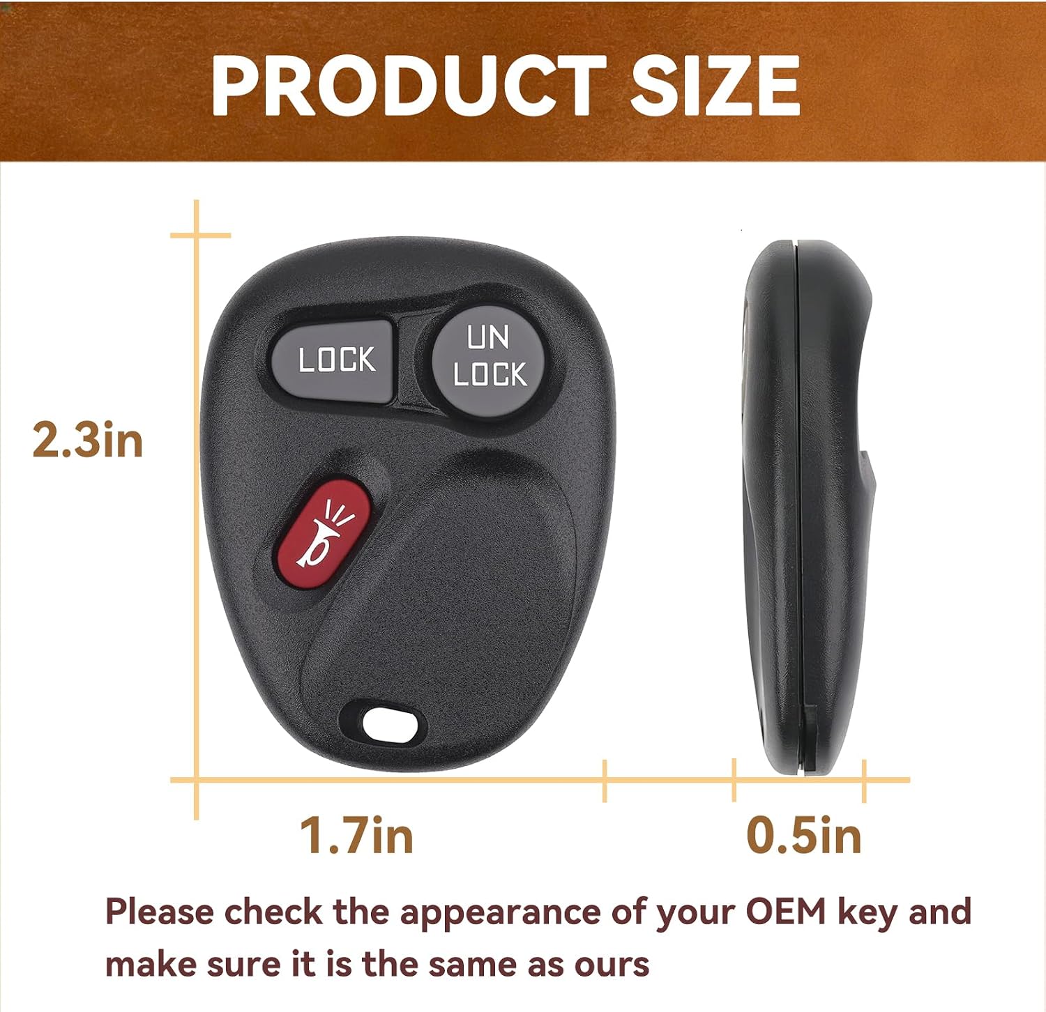 2PCS Key Fob Replacement for 1998 1999 2000 2001 2002 Chevrolet Chevy Silverado Suburban Tahoe GMC Yukon Sierra Oldsmobile Fit for Car Owner Replace or Spare Key 3-Button KOBLEAR1XT, KOBUT1BT