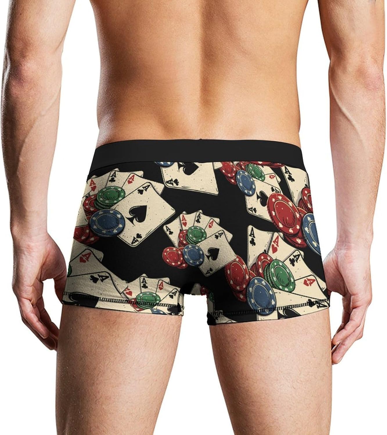 Chips with Poker Cards Men's Underwear Soft Novelty Boxer Briefs Underpants Shorts Trunks