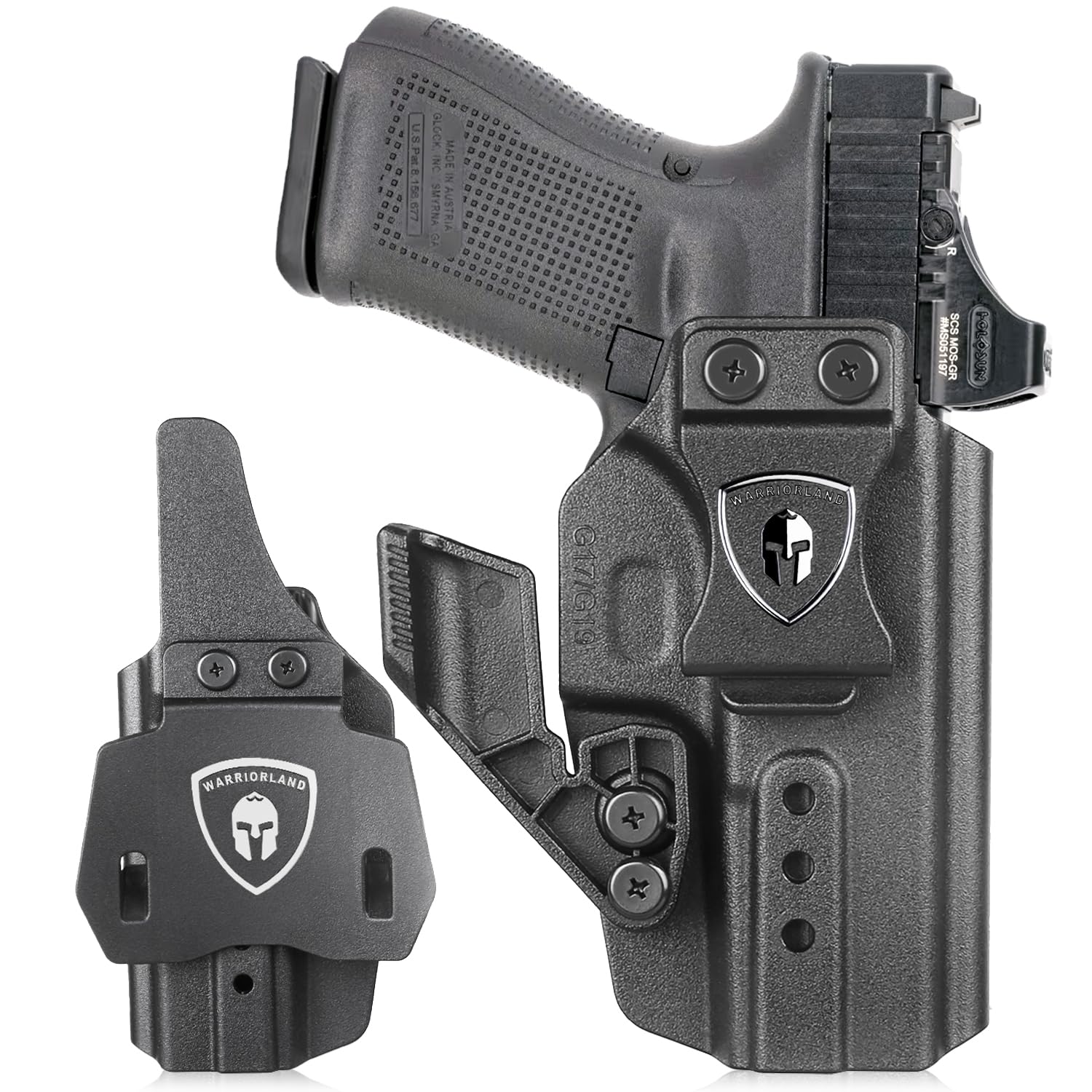 IWB & OWB Convertible Holster w/Optic Cut: Fit for Glock 17/19 /34 Gen 3-6 & G32 Gen 3-4 & G19X/44/45 & Listed Models' MOS/V Versions, with Claw, Adj. Cant & Retention, Right Hand