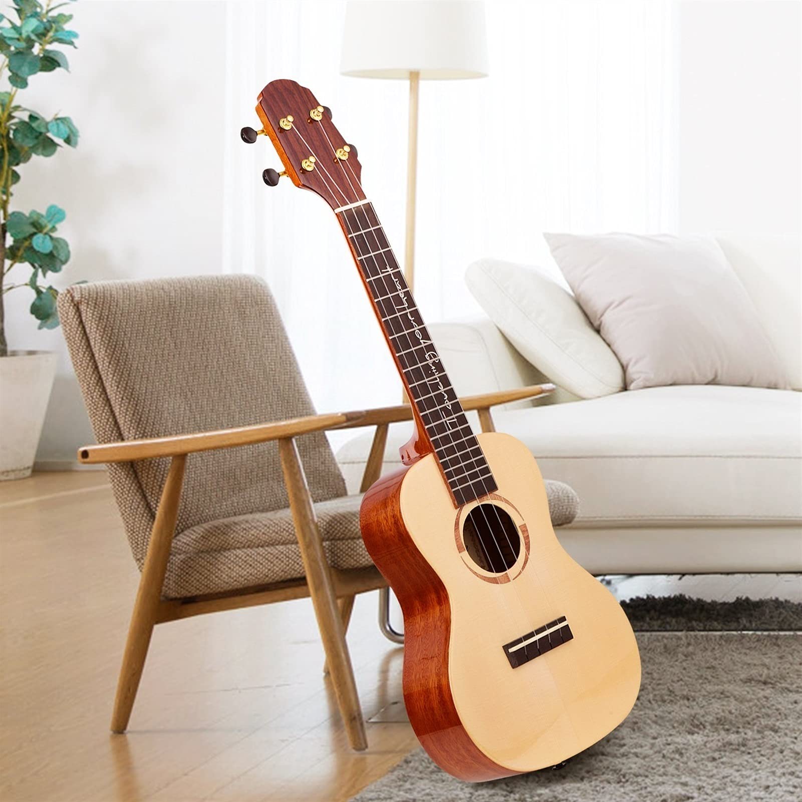 Ukulele koncertowe Początkujący Ukulele Profesjonalny 26- calowy Tenor Ukulele świerkowy Tabboard z Gig Torba Strings Strings Capo Tuner 3pcs Picks (Color : 23 inch)