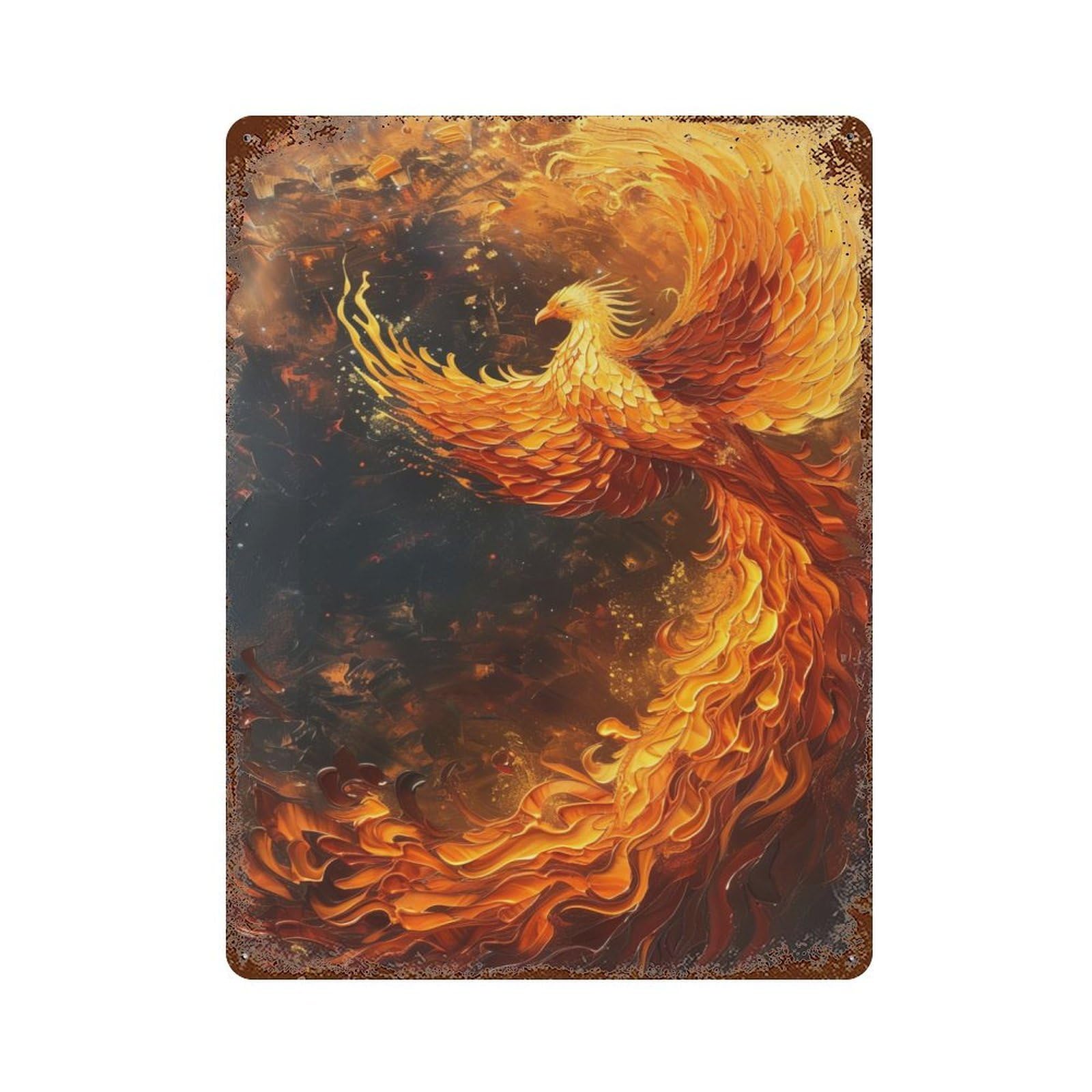 Celestial Phoenix 15.7"x11.8" Rusty Metal Tin Sign, Novelty Wall Decor for Cafe, Home Bar And Lounge Decor