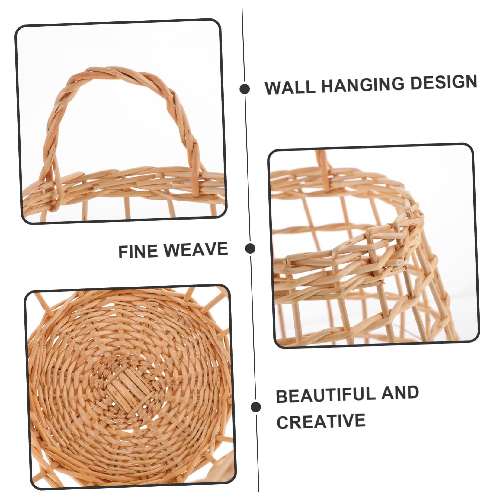 3kawałki Koszyk Woven Basket Do Zawieszenia Ścianie Rattanowy Koszyk Jajka i Czosnek Stylowy Dekoracyjny Akcesorium Kuchenne Kolor Losowy
