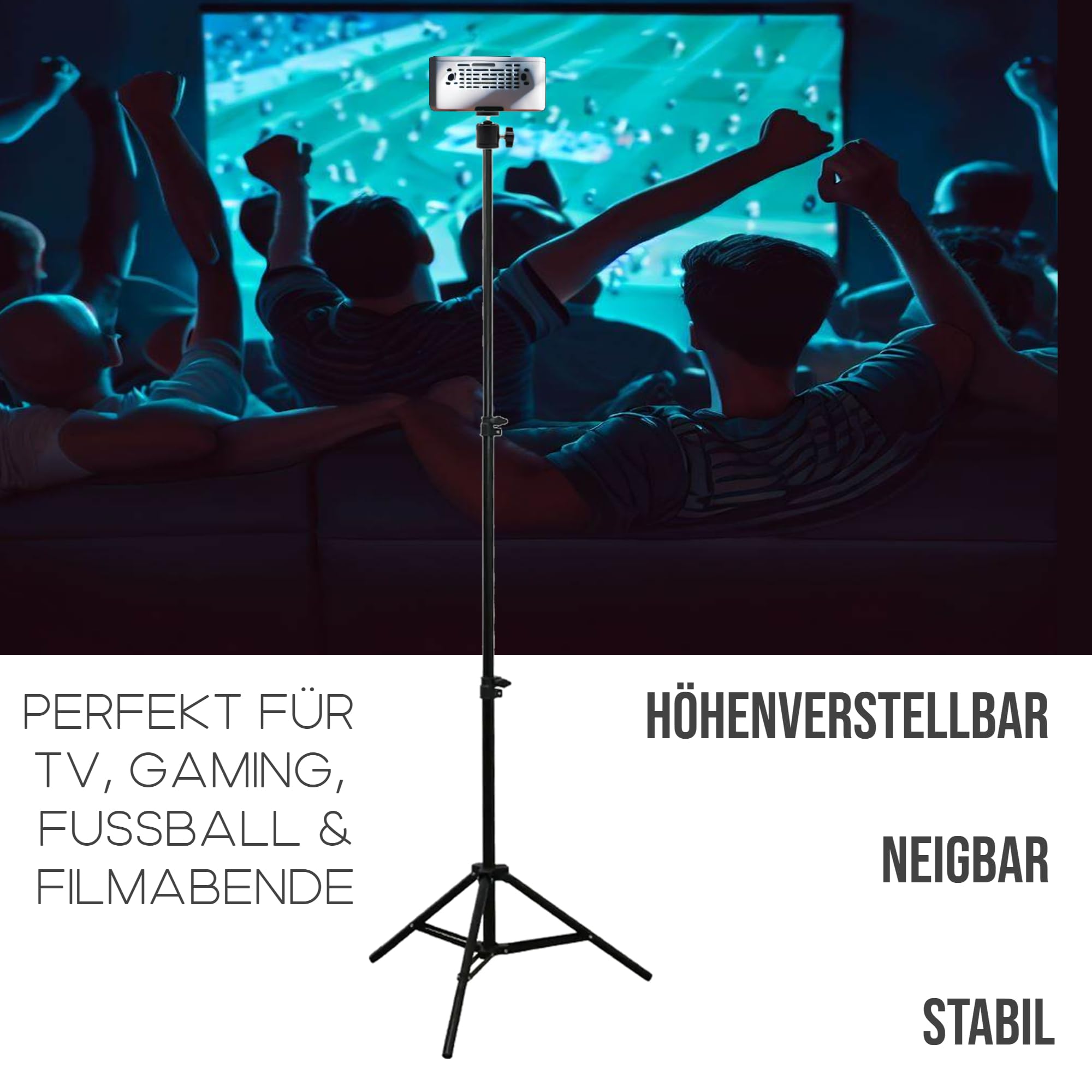 TronicXL 210cm Ständer für Mini Beamer I Mini Beamer Stativ Bodenständer I Kompatibel mit Anker Nebula Capsule Wimius XGIMI Halterung Max Mars I II II 1 2 3 Pro VANKYO Leisure VicTsing Kugelkopf