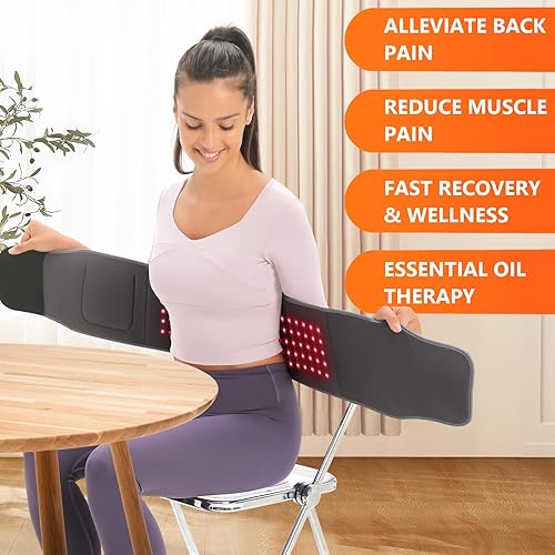 Miniatura 2 de Cinturón de terapia de luz roja, dispositivo de terapia de luz infrarroja con controlador de potencia de 5000 mAh para alivio del dolor muscular de