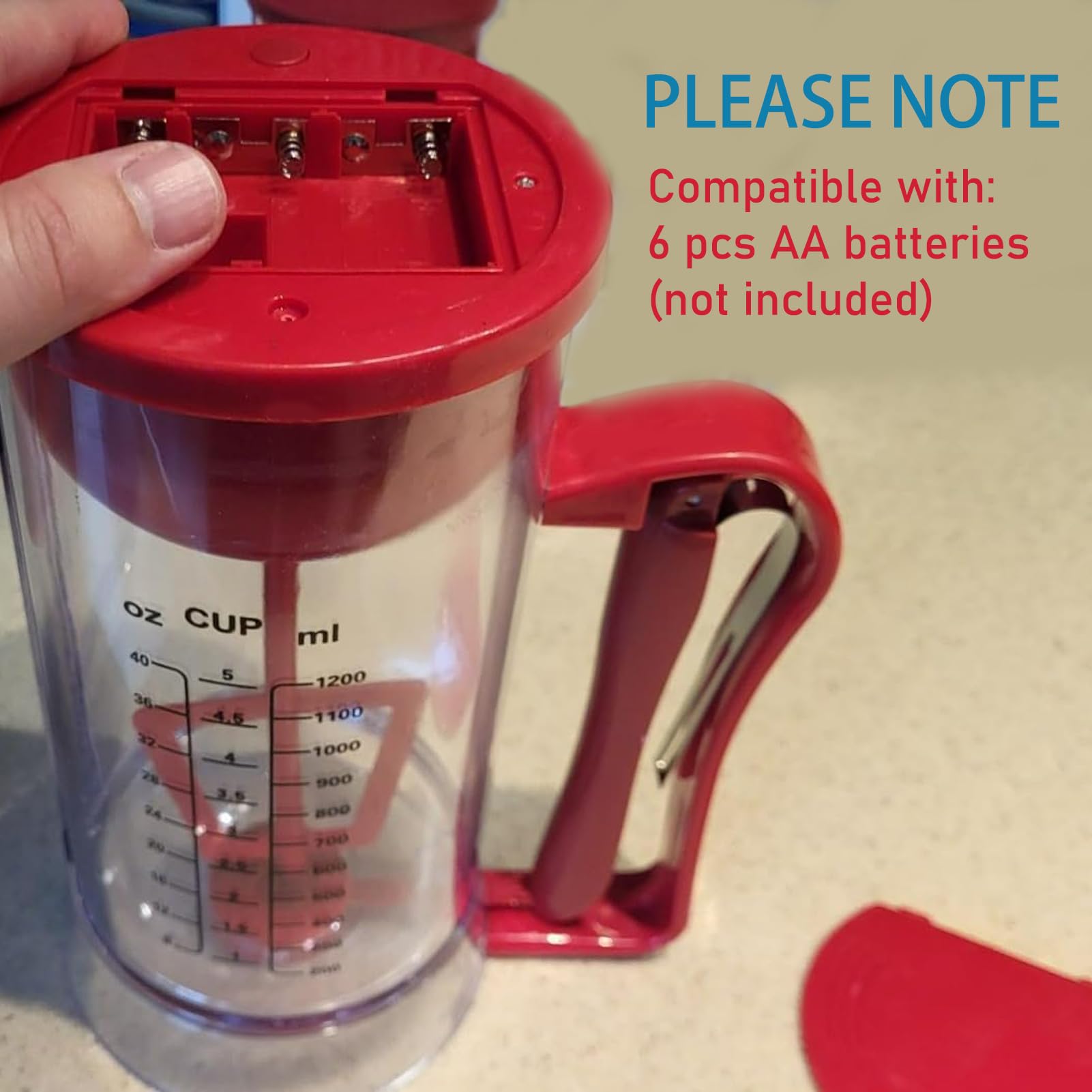 Automatic Electric Batter Mixer & Dispenser - For Pancake, Cupcake, Waffle Batter, Battery Powered