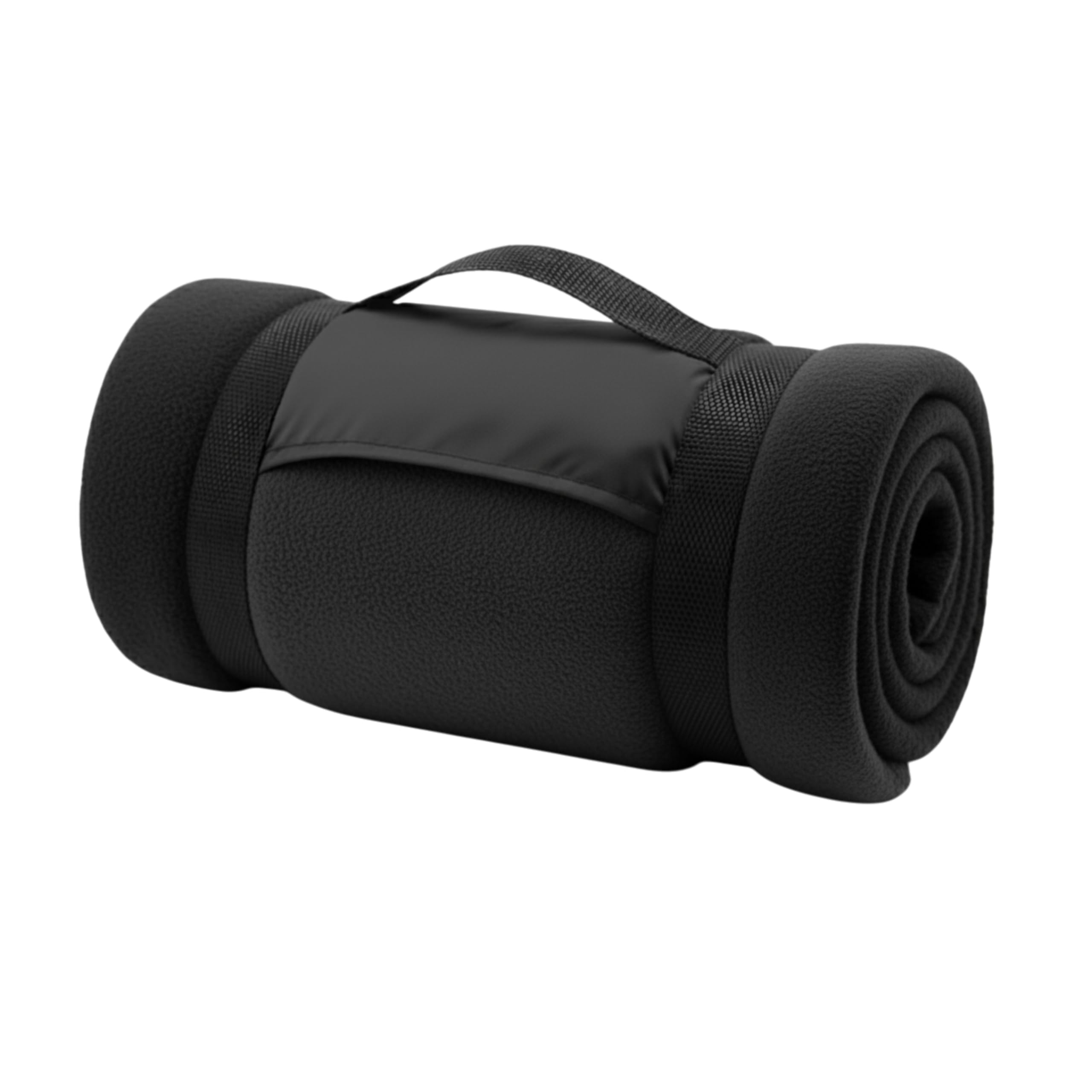 FUN FAN LINE - Manta Polar Suave de Sofá y Viaje (130x160 cm) | Colcha Cama Térmica Antipilling con Asa de Transporte | Manta Gruesa Invierno y Camping para Exterior (Negro)