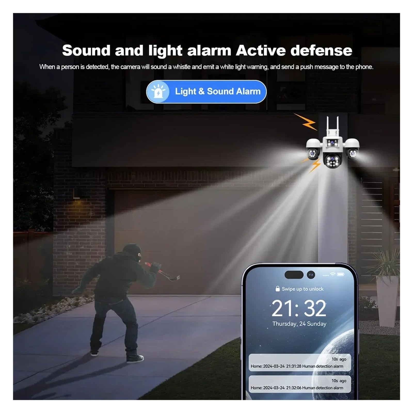 Caméra panoramique WiFi à Quatre objectifs 8MP