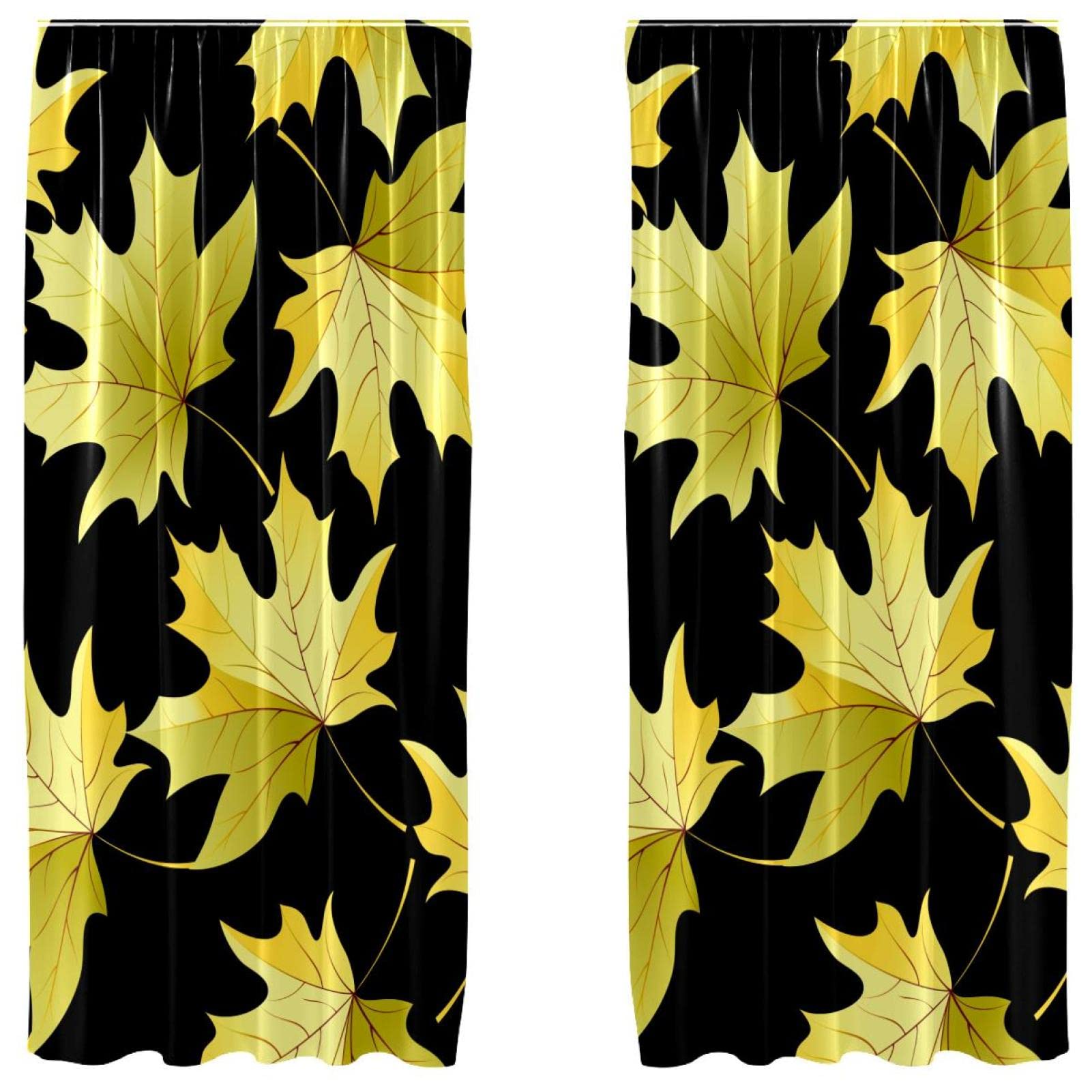 Rideaux occultants motif feuilles lot de 2 grand format pour occulter la lumière du jour