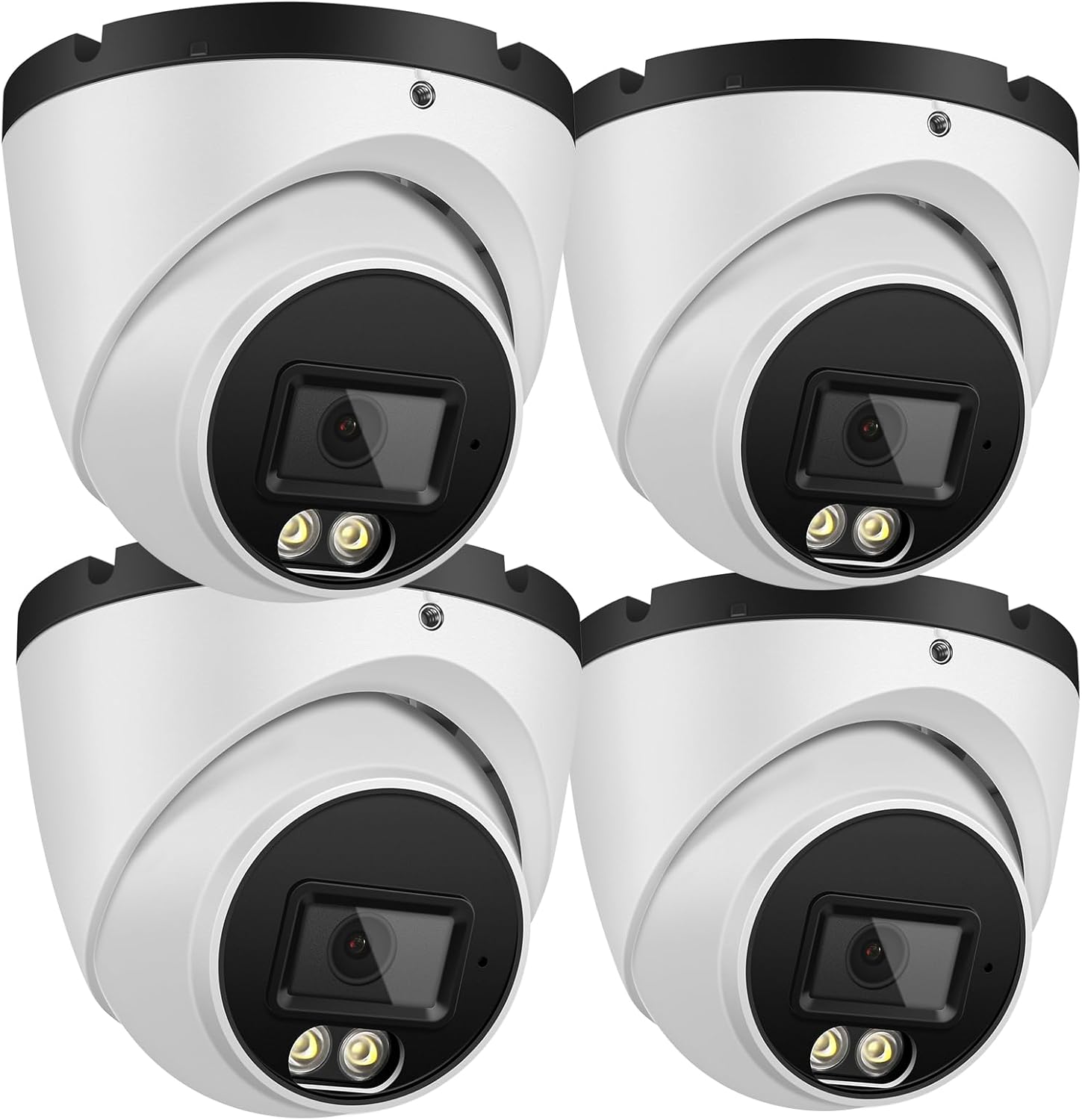 4K 8MP Security Audio Dome Camera Smart Dual Lights PoE Turret IP Camera Outdoor Indoor,2.8mm Wide Angle Lens,AI Human Detection,Color Night Vision,Built-in Mic,Metal Case,IP67 Waterproof(4Pcs)