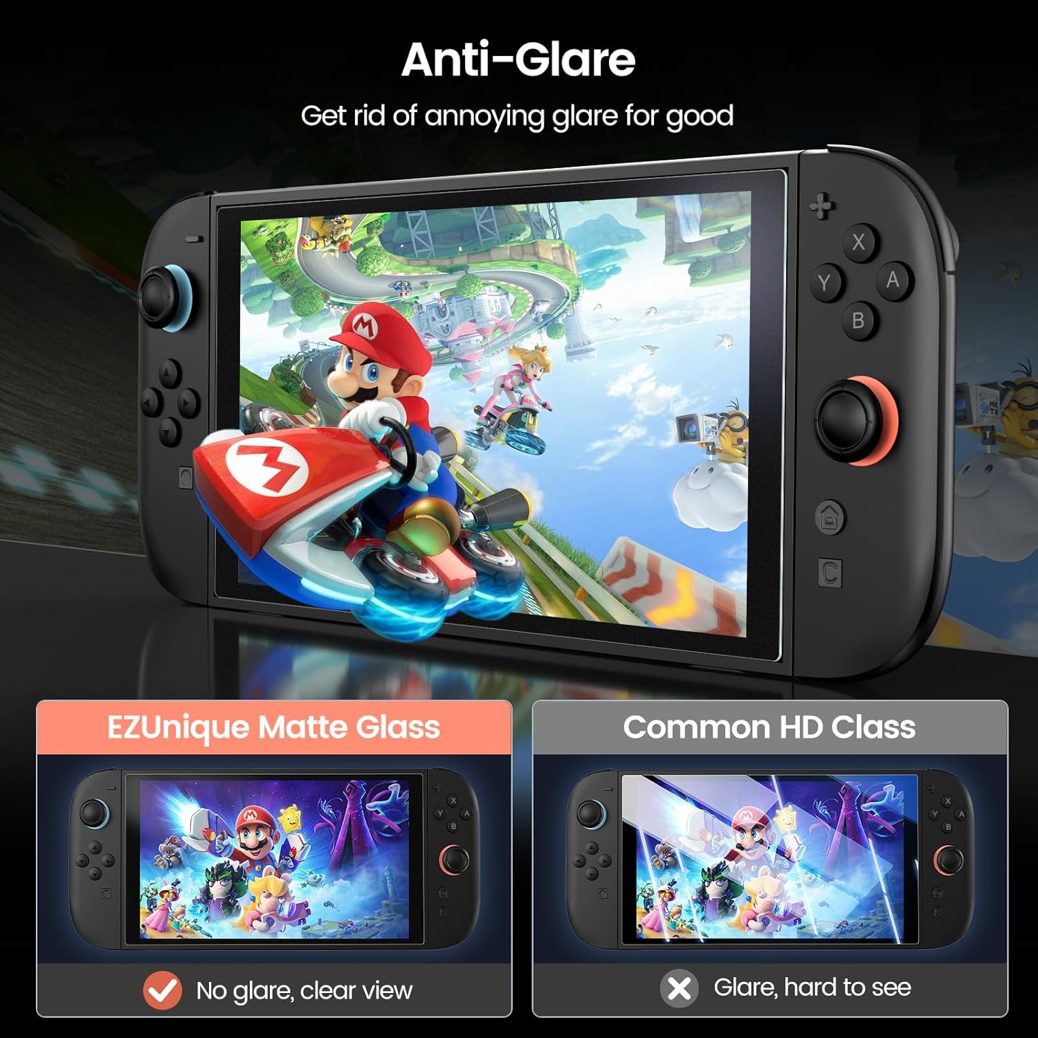 2 Pack Matte Screen Protector for Nintendo Switch 2 7.9″ 2025 [Auto Alignment/Dust Removal] Anti Glare Tempered Glass [Military Grade Protection] Dock Friendly - Image 3