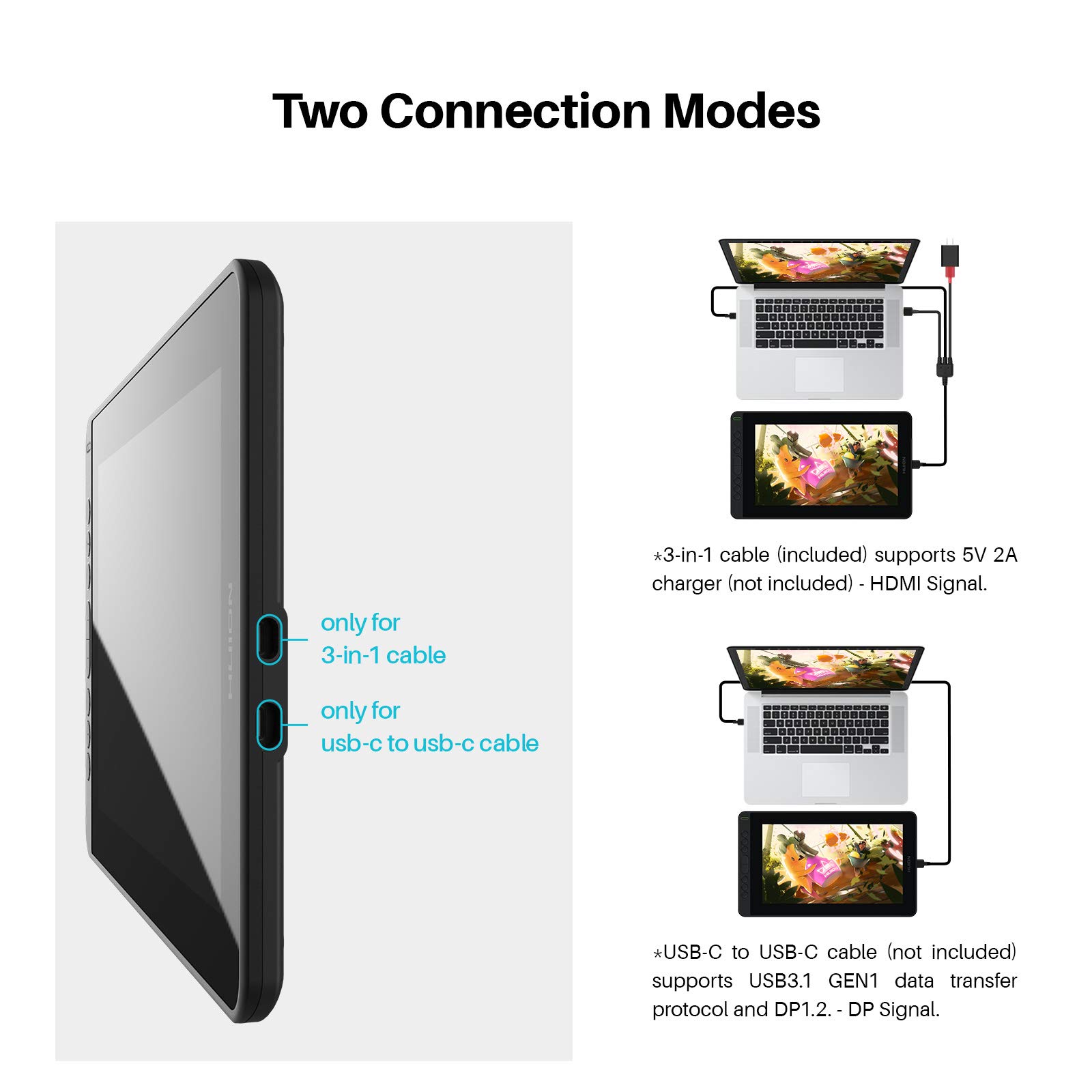 2021 HUION KAMVAS 12 Drawing Tablets with Screen USBC to USBC