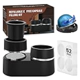 Reusable Double Pods Kit Compatible with Nespresso Pods Vertuo, Refillable Coffee Pods Espresso Accessories with 52 pcs Foil Seals Lids Compatible with Nespresso Espresso Machine