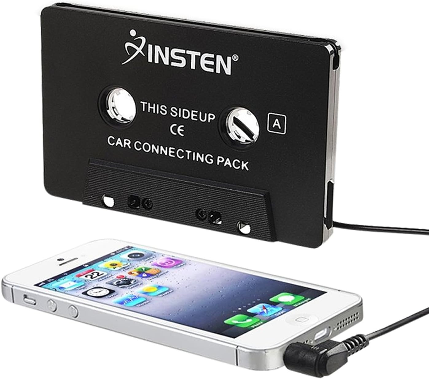 INSTEN 3.5mm Universal Car Audio Cassette to Aux Adapter for Smartphones, Cassette Adapter for Car, 3-Feet Cord