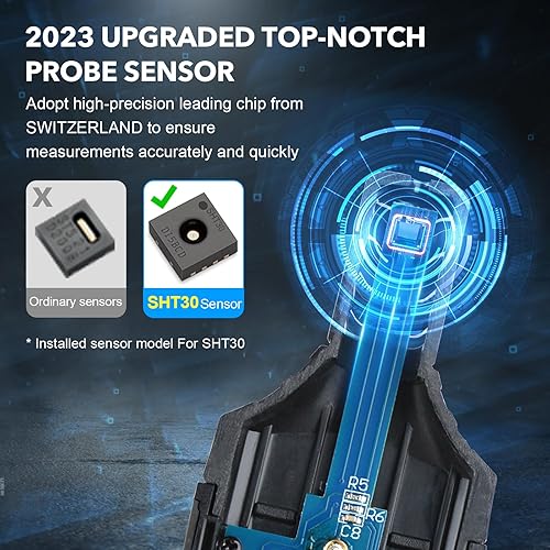 Miniatura 3 de MESTEK Medidor de temperatura y humedad  Termómetro higrómetro de alta precisión con ambiente, punto de rocío, temperatura de bombilla húmeda para