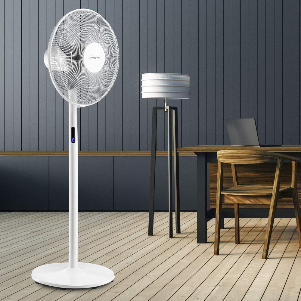 TROTEC Ventilatore a Piantana TVE 24 S - 48W, 8 Velocità, Ø 40 cm, Oscillante 80°, Altezza Regolabile, Telecomando, LED