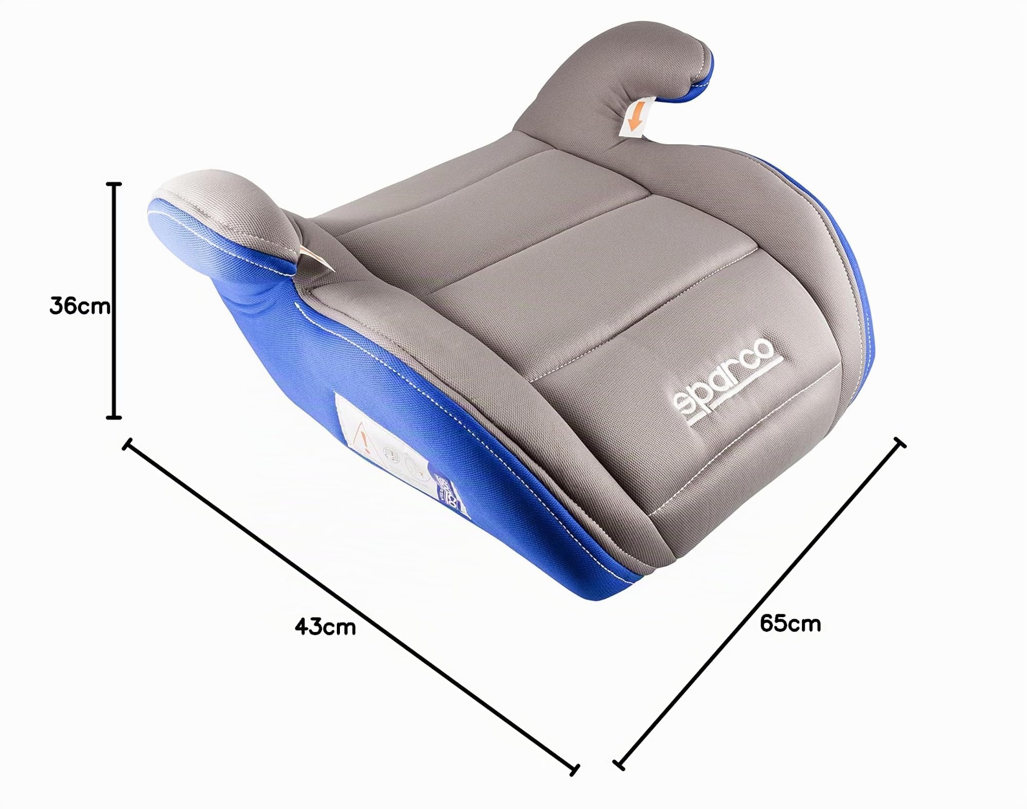 SPARCO Rehausseur de siège Auto pour Enfants Gris et Bleu Groupe 3 pour garçons et Filles. Homologué ECE R44/04 22-36 kg. avec Housse Lavable de 3 cm. Fabriqué en ABS Haute résistance