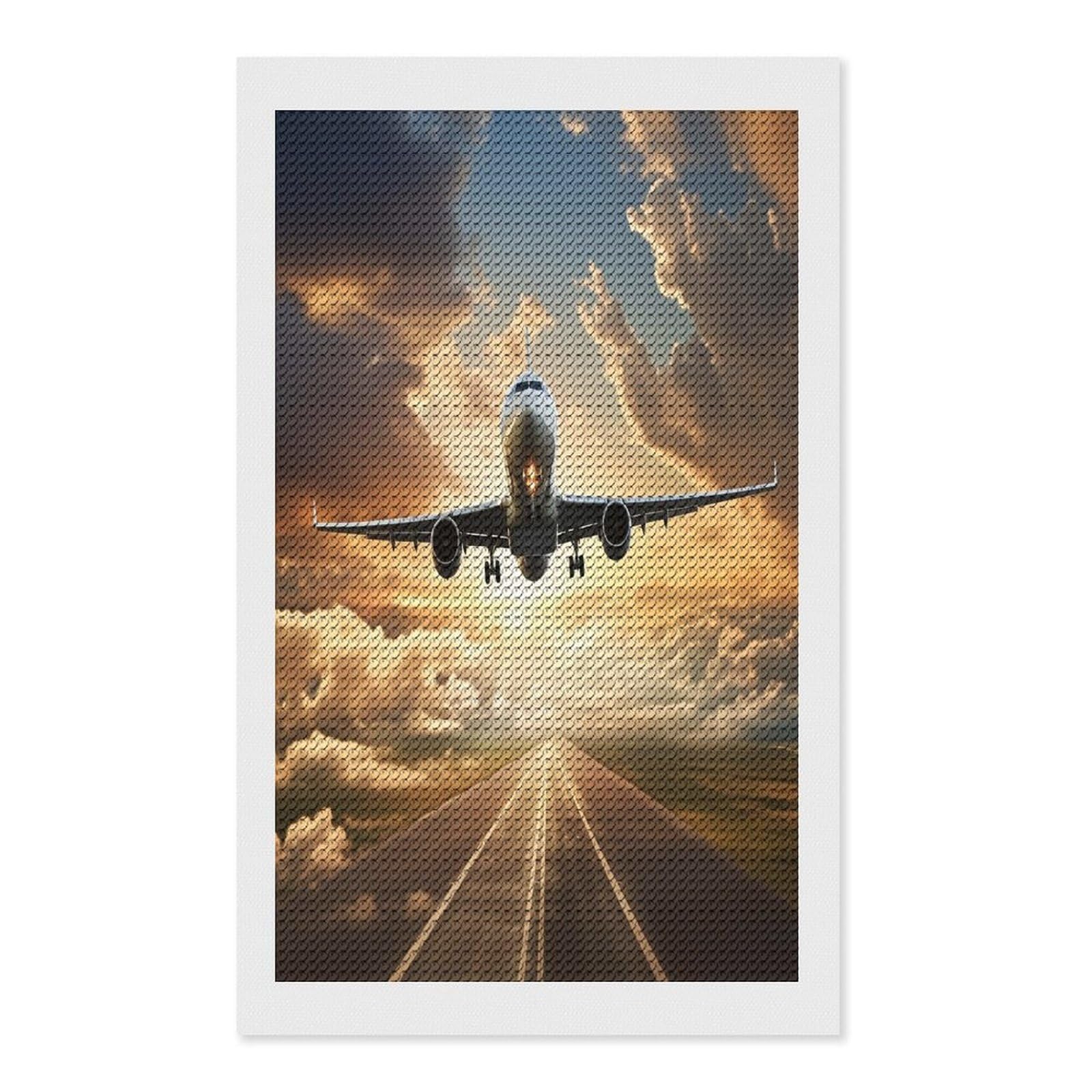 FekiLoot Airplane Paint by Numbers Kit for Adults Beginner DIY Diamond Dots Paintings Round Full Drill Diamond Art Kits Picture Diamond Art Painting Kits for Home Decor 12"x20"