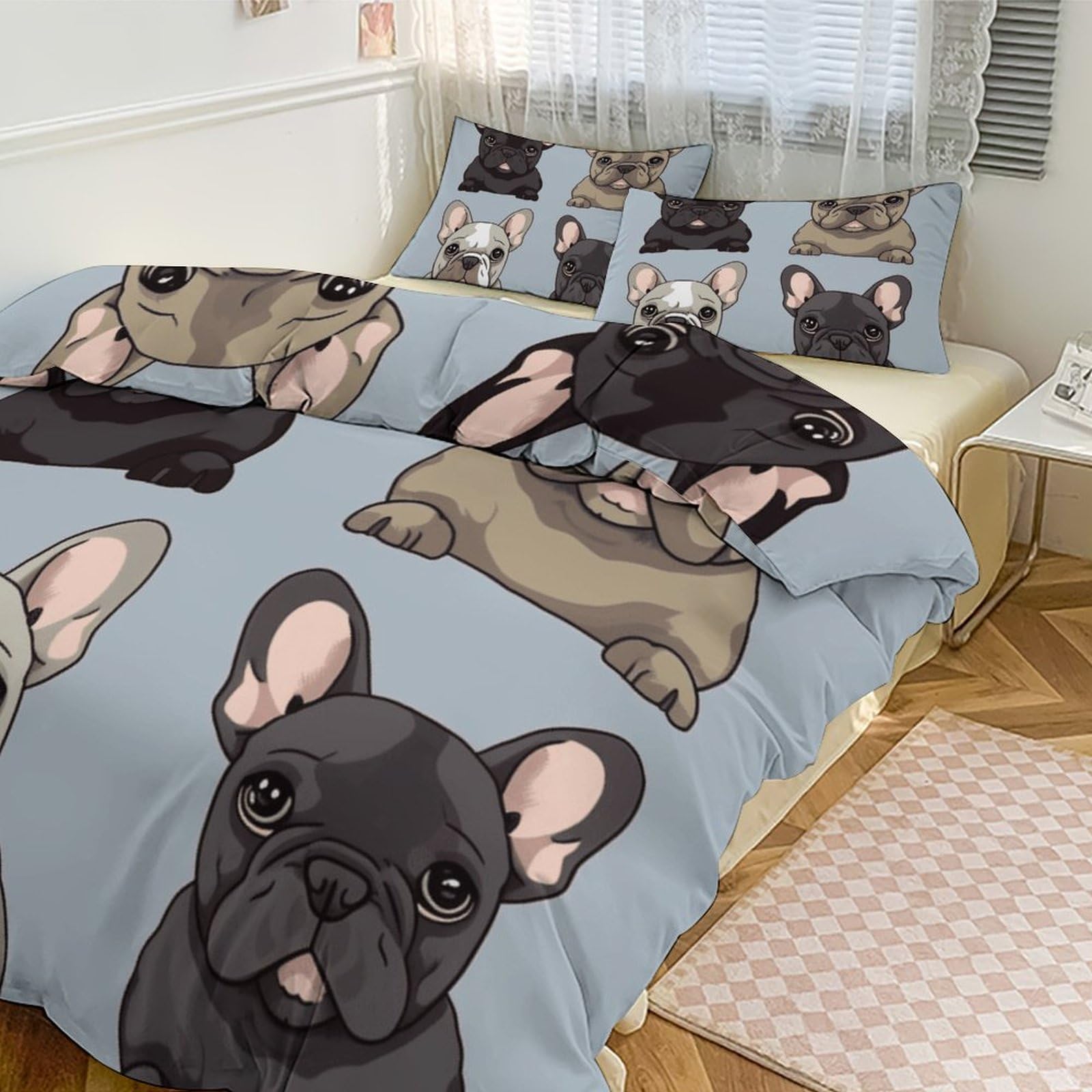 Housse de couette respirante ultra douce 3 pièces avec fermeture éclair pour grand lit