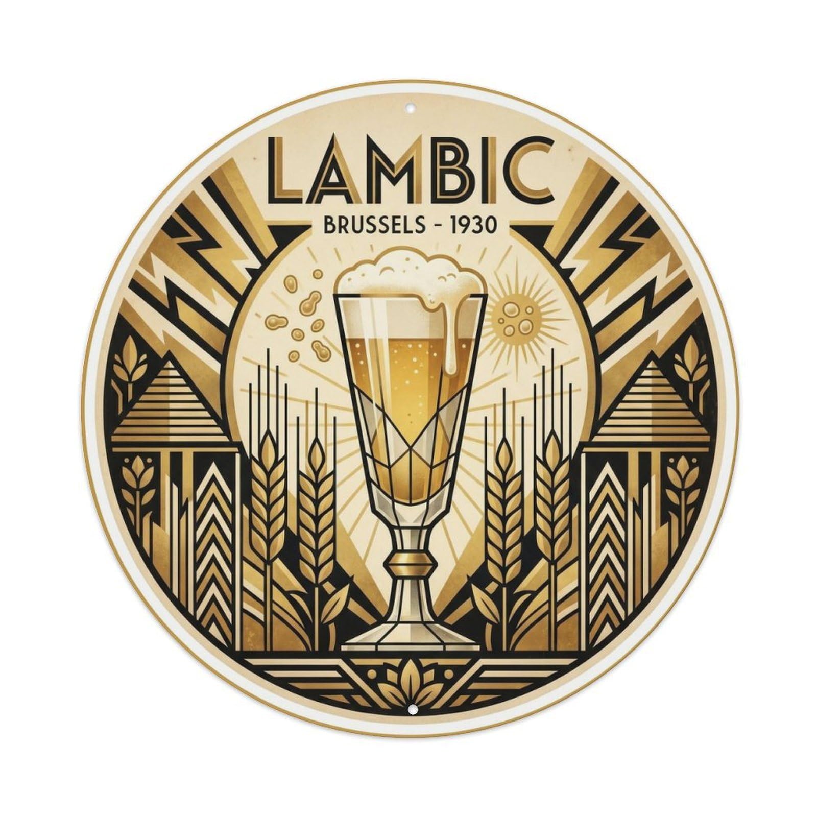 Vintage Lambic Sour Beer Wild Ferment Brewery Brew Metal Tin Sign