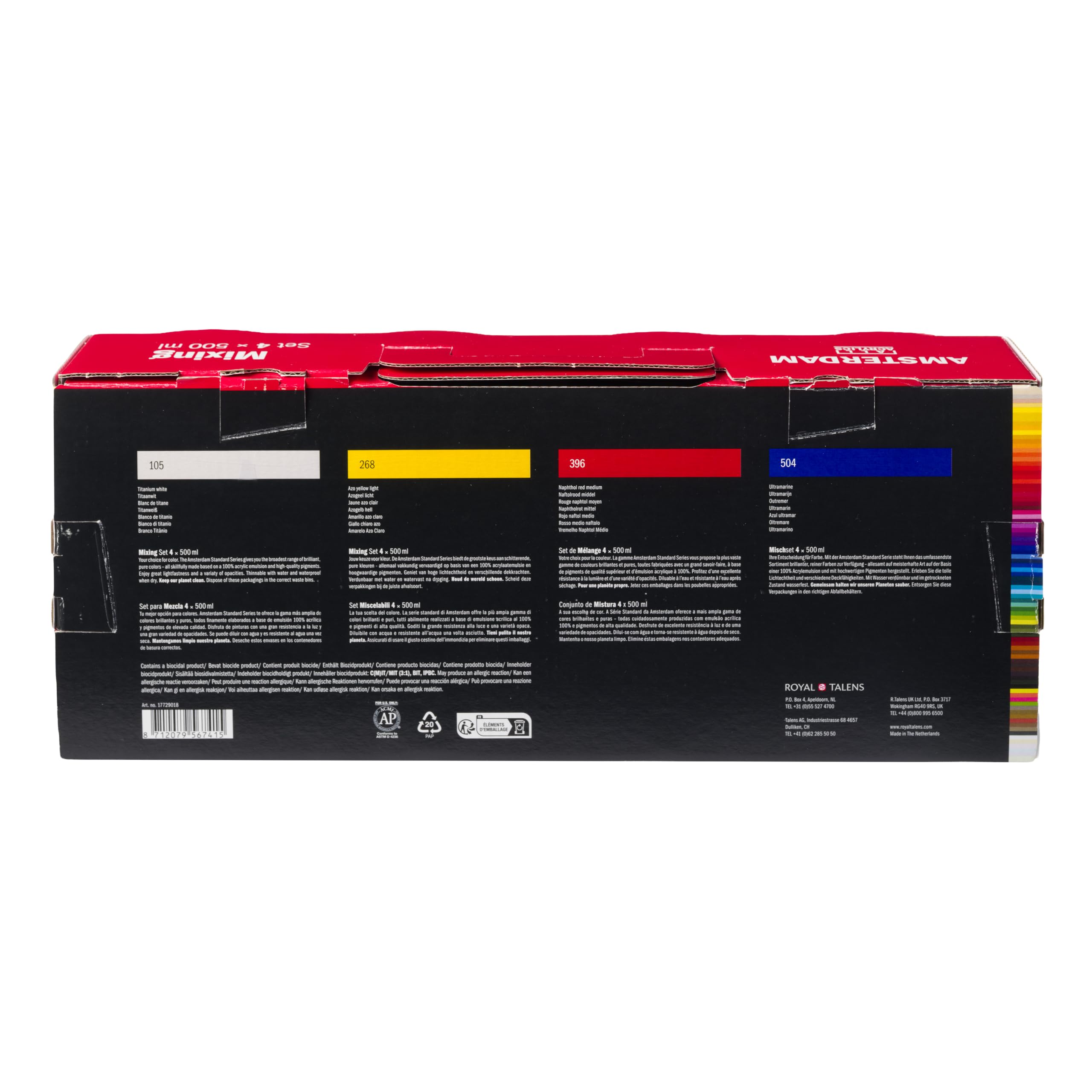 Amsterdam Standard Series | Pintura acrilica Mixing Set | 4 x 500 ml | Colores calidos para mezcla | Pintura acrilica de viscosidad media