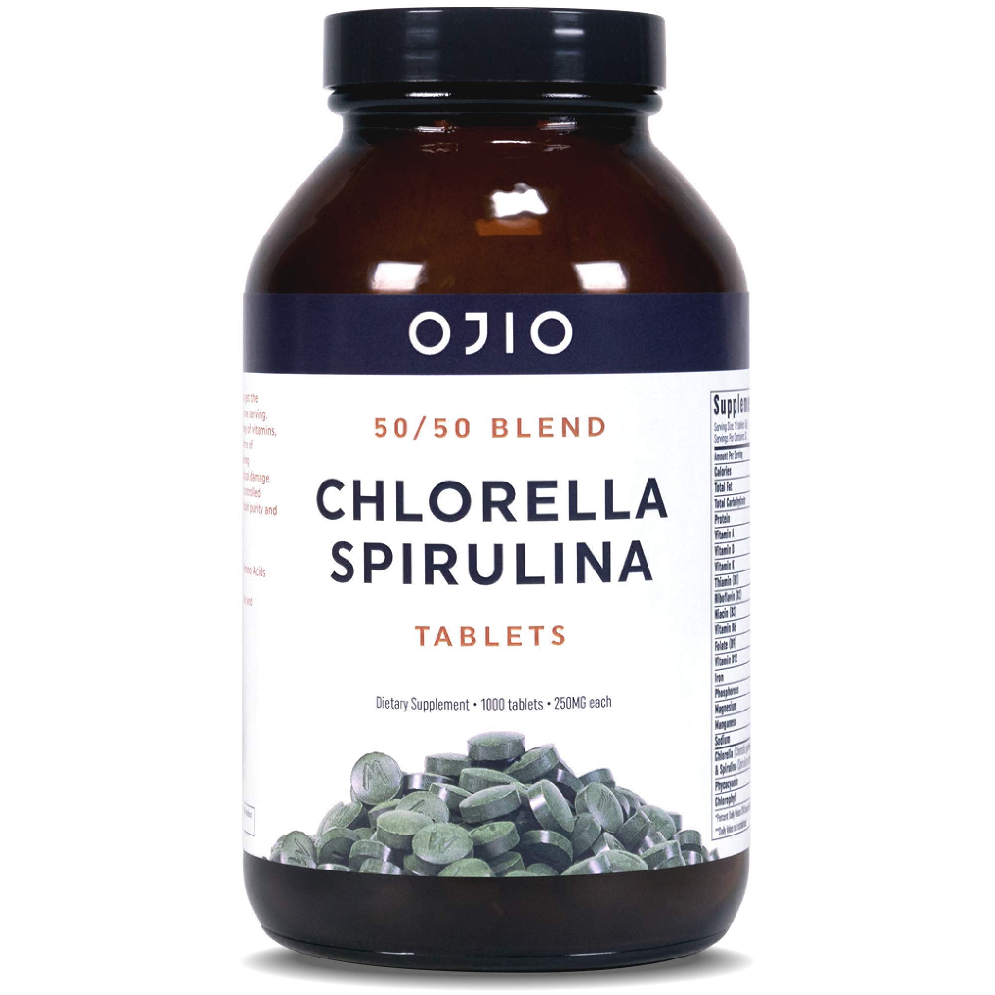 Ojio - 50/50 Blend Chlorella Spirulina 250 Mg. 1000 Tablets