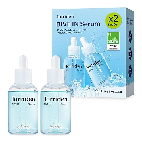 Torriden DIVE-IN - Suero de ácido hialurónico de bajo peso molecular, 1.69 onzas líquidas (paquete de 2) Suero facial sin fragancia para piel seca,