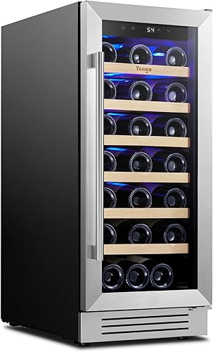 Miniatura 8 de Yeego Wine Fridge Cooler - 15 Inch Wine Fridge Hold 33 Bottles, 40-65°F Wine Refrigerator Glass Door, Built in, Freestanding Under Counter Fridge