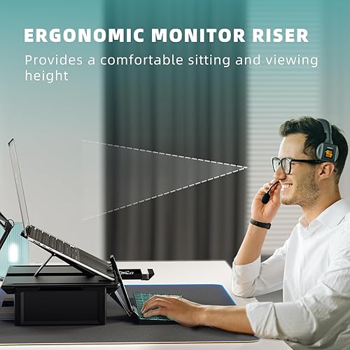 Miniatura 7 de Heymaster Soporte ergonómico para monitor, soporte para laptop, plegable, multiángulo, ajustable, portátil, plegable, con ventilación de calor,