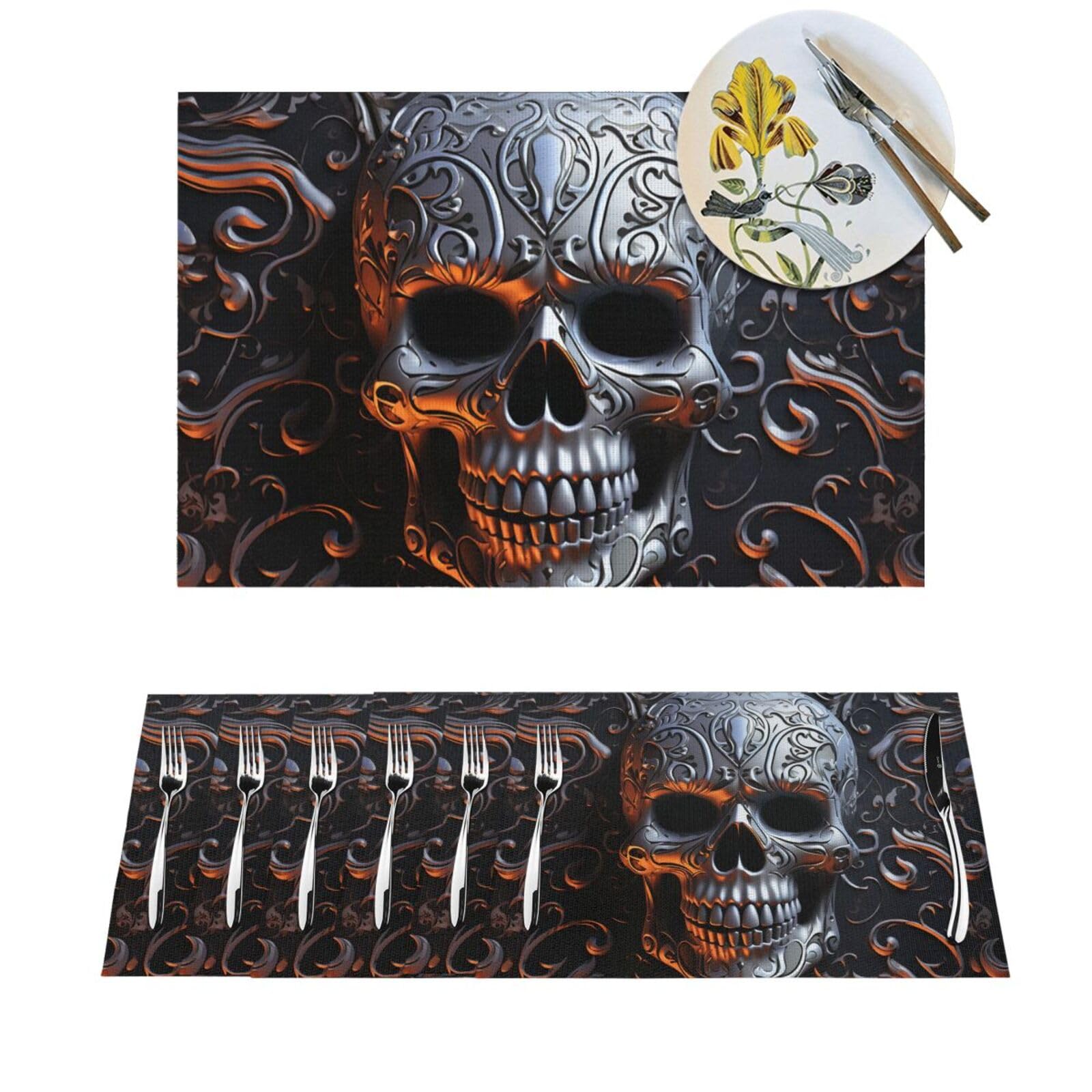 Set de table résistant à la chaleur et antidérapant style gothique pour salle à manger