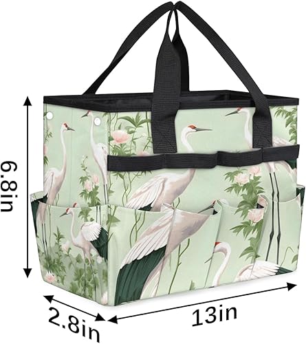 Miniatura 3 de Birds Cranes Flowers Garden Tool Tote Bag for Women Men Gardening Tool Storage Bags with 10 Pockets Standable Garden Home Tool Kits Organizer for