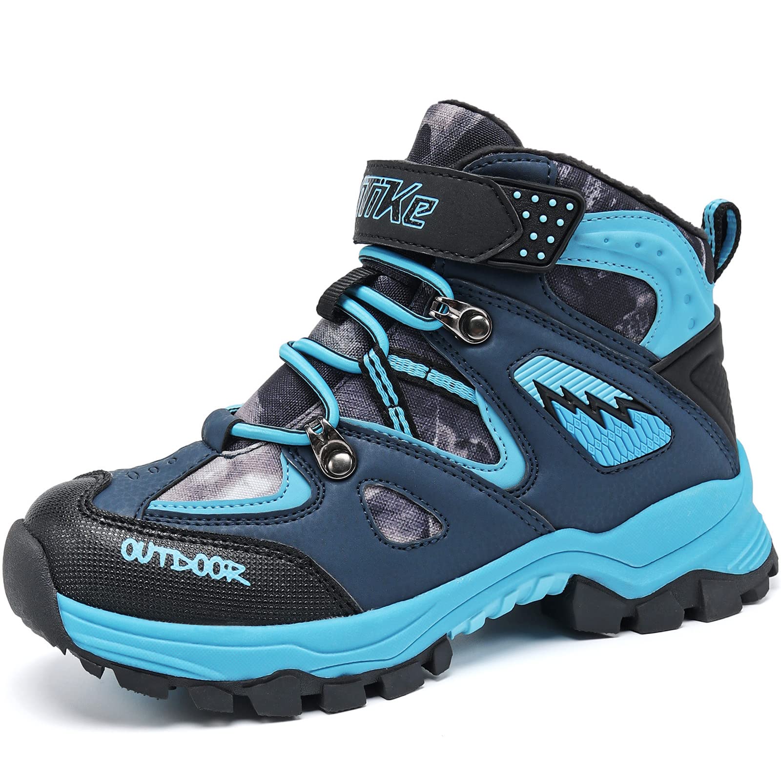 JMFCHI Kids Winter Hiking Shoes Boys Girls Warm Non-Slip Sole Snow Boots
