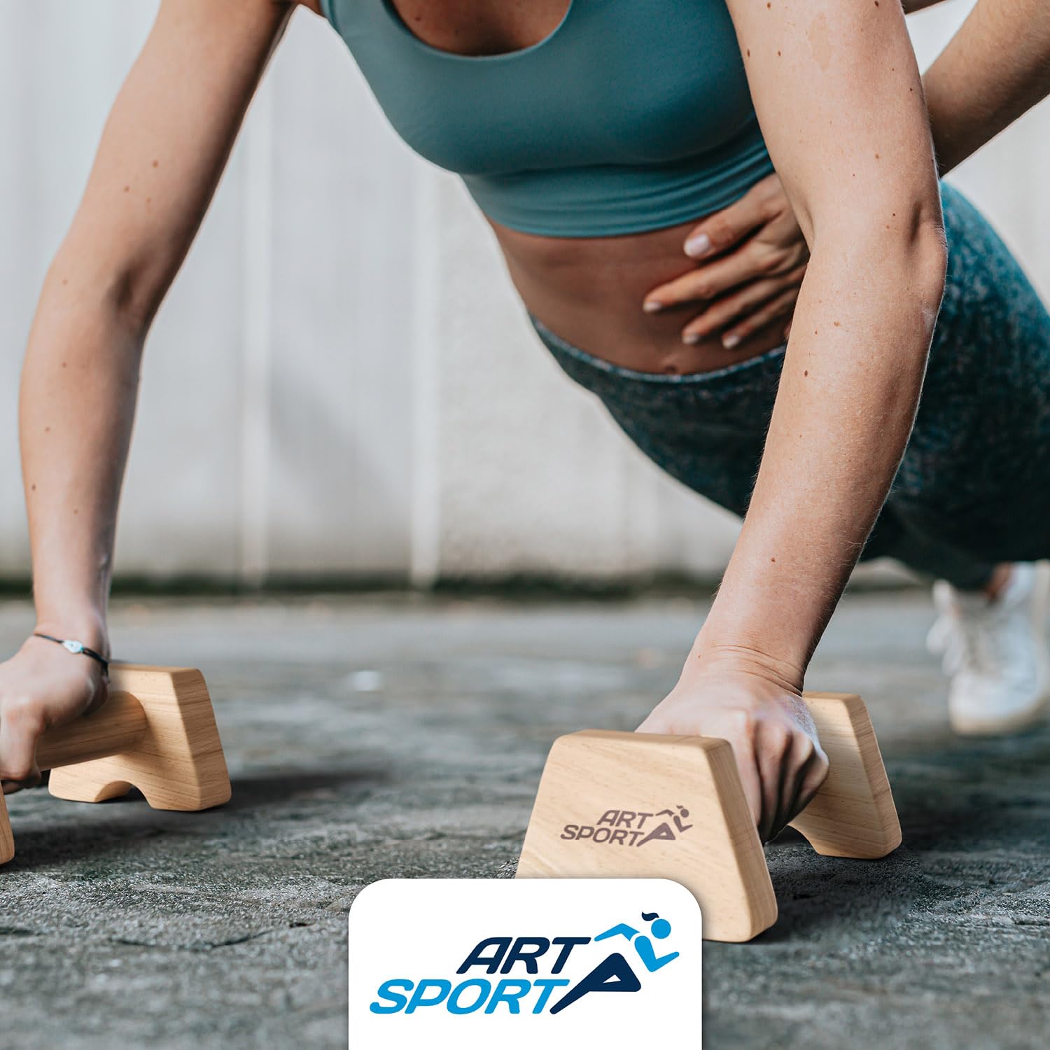 ArtSport Liegestützgriffe aus Holz - Calisthenics, Parallettes, Liegestütz Barren, Indoor & Outdoor, ergonomische Handstand Griffe