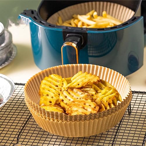 Miniatura 5 de Forro de papel desechable para freidora de aire, 50 piezas de papel pergamino antiadherente para freidora de aire, Lodgisity a prueba de agua,