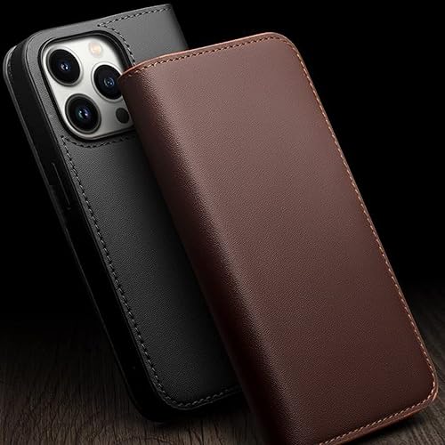 Miniatura 4 de COOVS Funda tipo cartera para iPhone 1414 Plus14 Pro14 Pro Max, funda con cierre magnético de cuero genuino de alta calidad, con bloqueo RFID,
