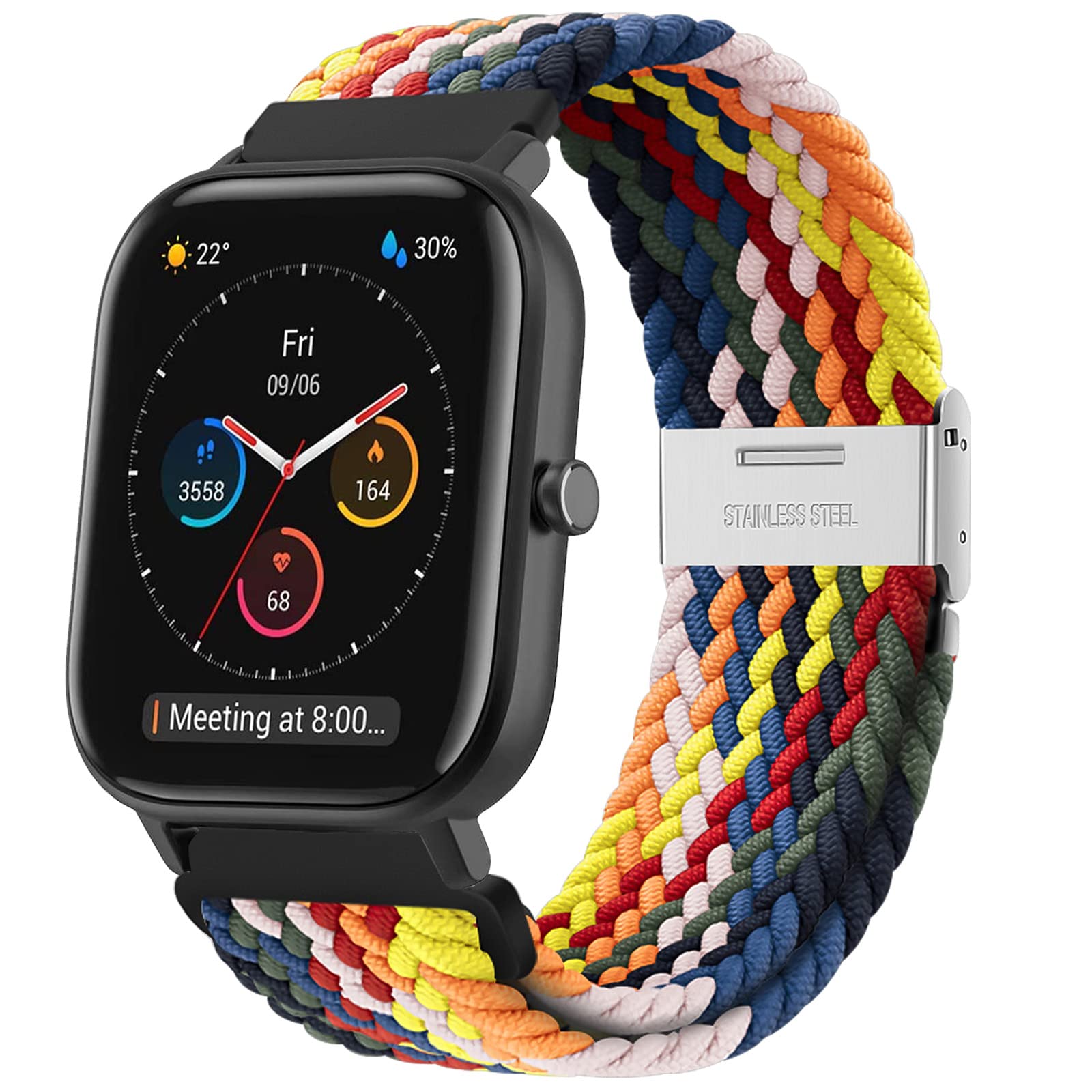 Correa para Amazfit GTS Pulsera, 20mm Correa de Repuesto de Nailon Ajustable Elástico para Amazfit Active, Amazfit GTS 2 Mini, GTS 3, GTS 4, GTS 4 Mini, Amazfit Bip, Bip 3, Bip U Pro, Amazfit GTR Mini