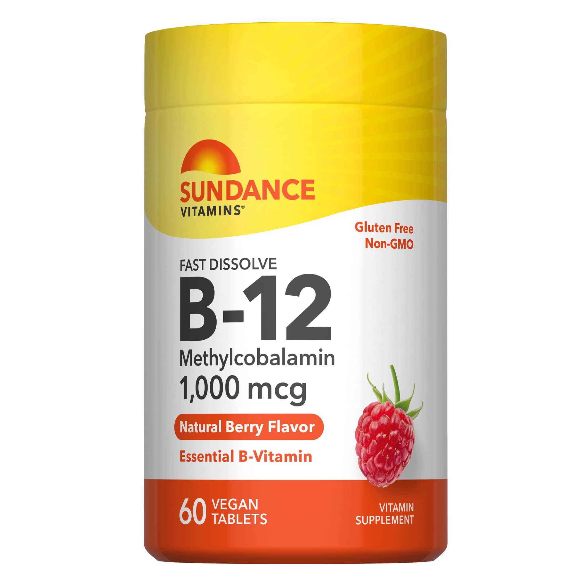 Sundance Vitamin B12 1000 mcg | As Methylcobalamin. Berry 60 Count (Pack of 1)