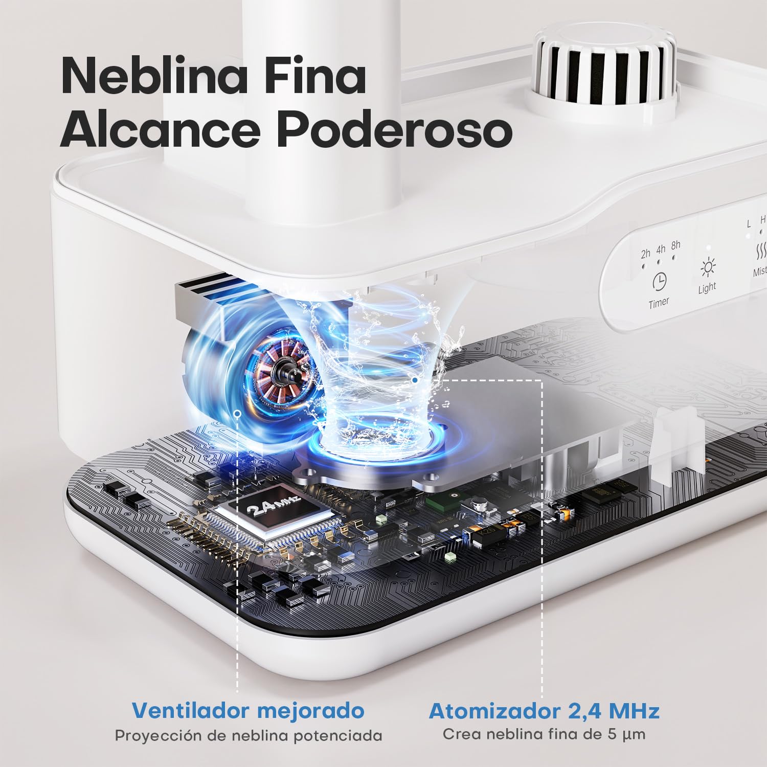 AROEVE Humidificador de Aire 5L Ultrasónico Top-Fill Niebla Fría 36H 25dB Silencioso