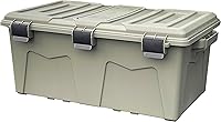 MTM ACRG18 52 Quart Stackable Water-Resistant Gear Crate - Lockable Dry Storage Box for Hunting, Shooting, Camping Gear, USA Made Army Green