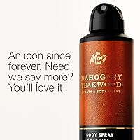Vista 2 de Bath & Body Works Spray corporal para hombres, aroma de madera de teca de caoba, espray para hombres con fragancia personal de larga duración, aroma