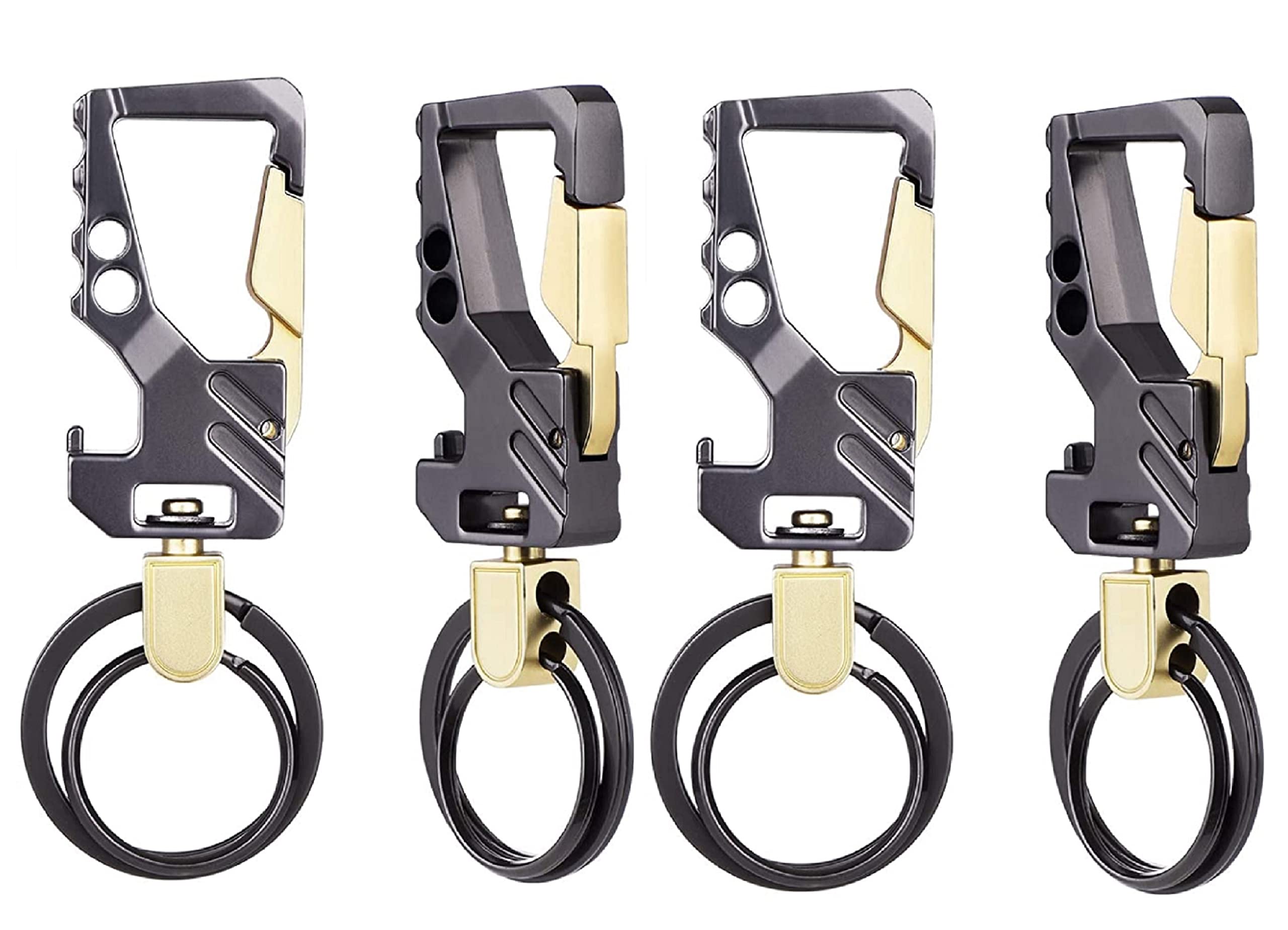 Contacts Heavy Duty Stainless Steel Keychain with Bottle Opener for Men and Women-Gun Metal Gold(Pack 4-New)
