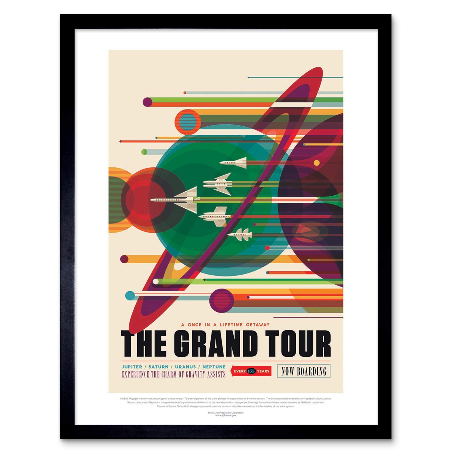 Wee Blue Coo Nasa Space Exploration Travel Advert Grand Tour Art Print Framed Poster Wall Decor 12X16 Inch