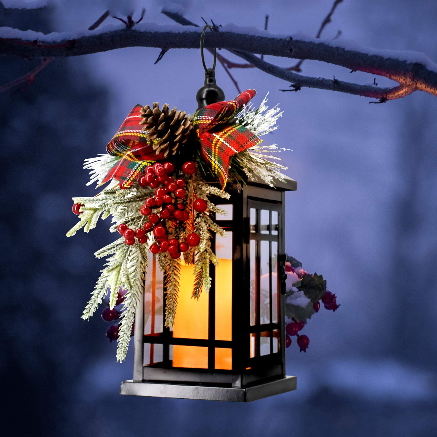 Bright Eifer Vintage Laterne – Sechseckig Mit LED-Flackerkerze, Timer, Batteriebetrieben, Wetterfest (Bronze/Old-School-Look)