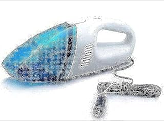 A small broom to clean the car works on a multicolored lighter